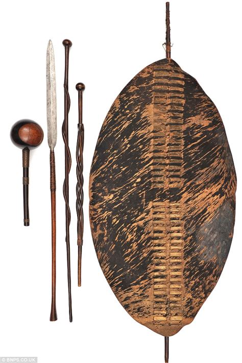 Zulu weapons used in the slaughter of British troops at the infamous ...