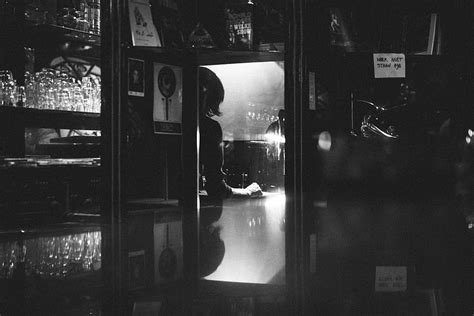 people, bar, monochrome, black and white, restaurant, glass, table, dark, reflection, glass ...