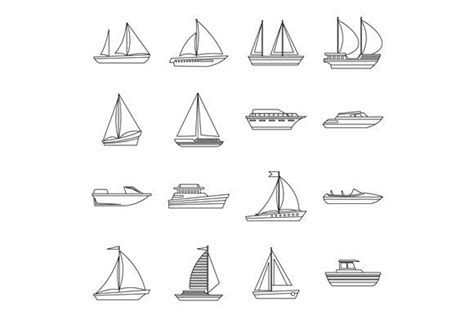 Boat and ship icons set, an Object Graphic by Ylivdesign | Boat tattoo, Ship tattoo, Sailing tattoo