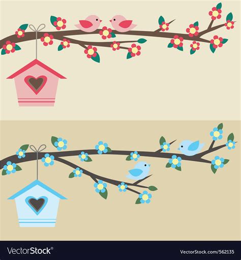 Birds on branch Royalty Free Vector Image - VectorStock