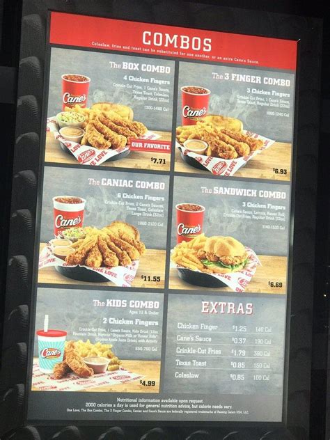 Cane'S Menu 2024 With Prices - Elana Harmony