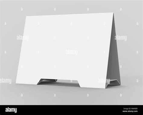 Blank table tent, 3d render table card mockup for design uses, triangular paper card for ...