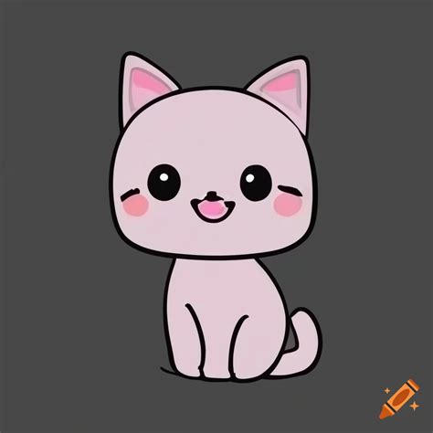 2d vector art of a kawaii cat. defined shapes and features. profile picture. straight lines ...