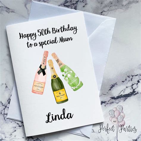 Personalised Champagne Birthday Card Ladies Birthday - Etsy