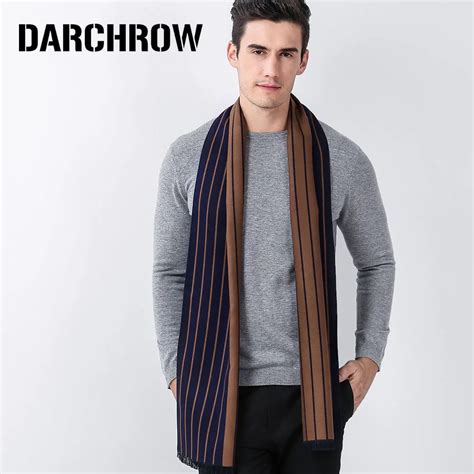 DARCHROW Striped Scarf Men Brand Wool Cashmere Long Scarves Tassel ...