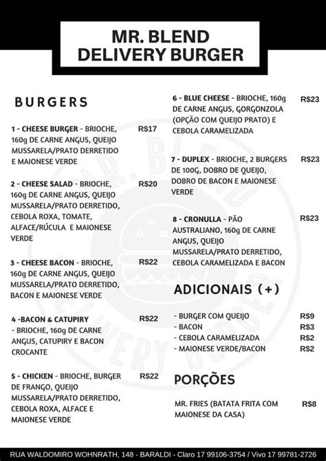 Menu at Mr. Blend - Delivery Burger restaurant, Brazil