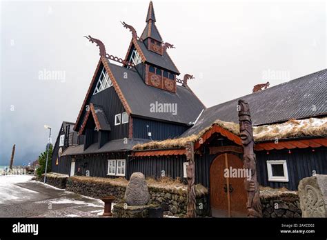 viking village museum in hafnarfjordur Iceland with interesting architecture Stock Photo - Alamy