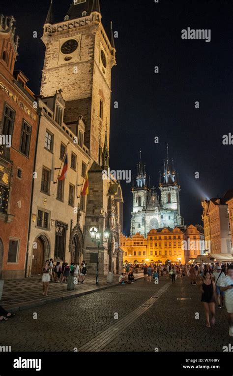 Around Prague - Old Town Square at night Stock Photo - Alamy