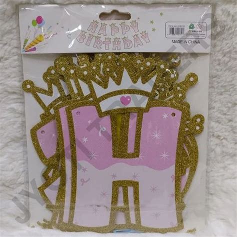 Party Pink Happy Birthday Glitter Banner at Rs 60/piece in Mumbai | ID ...