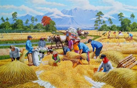 Rice Harvest Painting by Bagya Art Gallery | Saatchi Art