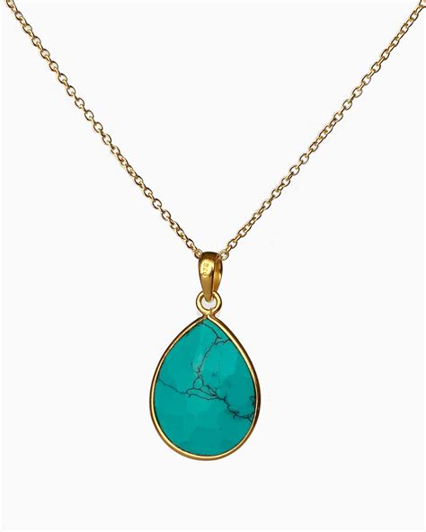 Large Turquoise Pendant Necklace - Veda Jewelry