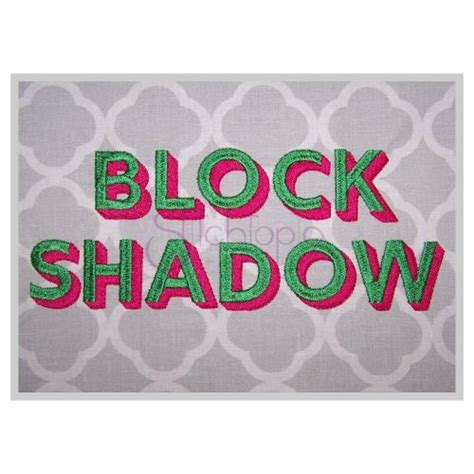 Block Shadow Embroidery Font 1" 1.25" 1.5" 2" 2.5" 3" - Stitchtopia