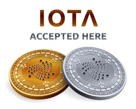 Iota. Accepted Sign Emblem. Crypto Currency. Golden And Silver Coins ...