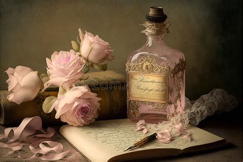 Romantic Academia Still Life with Victorian Old Books, Pink Roses ...