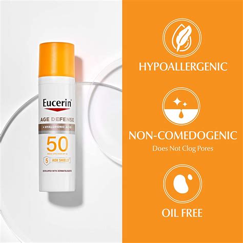 Eucerin Sun Age Defense SPF 50 Face Sunscreen Lotion with Hyaluronic ...