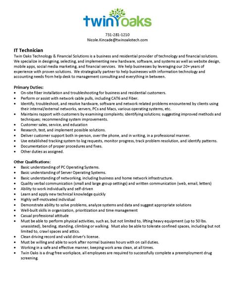 IT Technician Job Description_62819 - Twin Oaks Technology