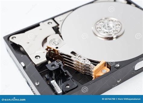 Inside Hard Disk Drive (HDD)-Computer Hardware Components. Stock Photo ...