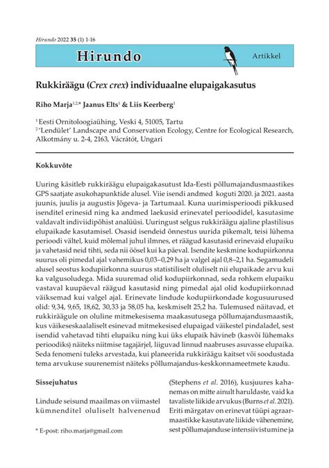 (PDF) Individual habitat use of the corncrake (Crex crex)