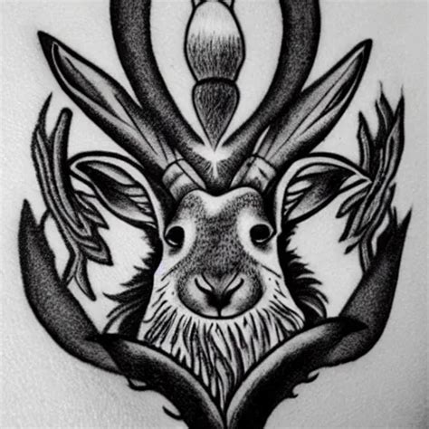 a black and white tattoo of a jackalope | Stable Diffusion