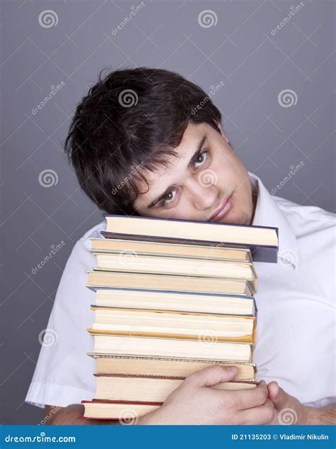 Funny men with books. stock image. Image of head, bookcase - 21135203