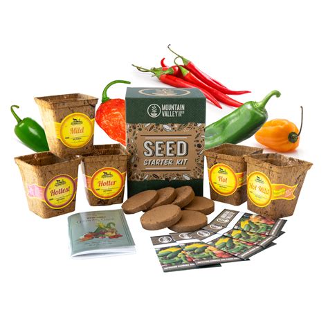 Hot Pepper Seeds Indoor Growing Kit - 5 Garden Pepper Non-GMO Vegetable Seeds - Labeled Coco ...