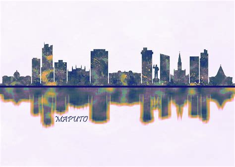 Maputo Skyline Painting by NextWay Art - Fine Art America