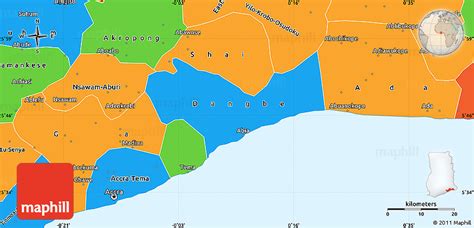 Political Simple Map of Greater Accra