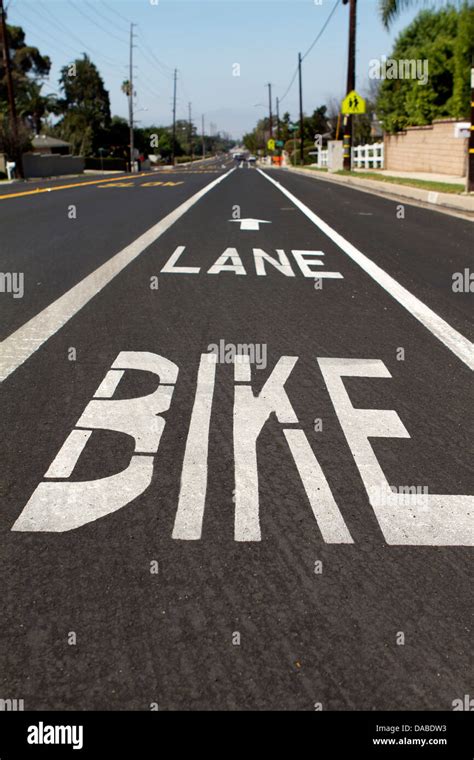 Road markings showing a bike lane in California USA Stock Photo - Alamy