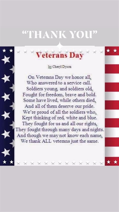 Pin by Pat Gaddis on veterans | Veterans day thank you, Veterans day poem, Veterans day