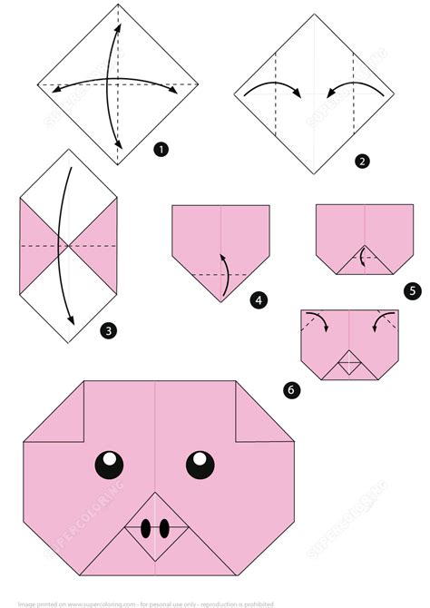 How to Make an Origami Pig Face Instructions | Free Printable Papercraft Templates | Papier ...