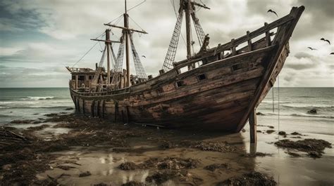 Premium AI Image | An abandoned and weathered ship