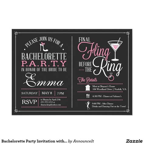 Create your own Invitation | Zazzle.com | Bachelorette party itinerary, Bachelorette party ...