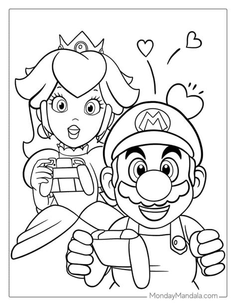 Peach Kissing Mario Coloring Pages