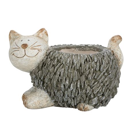 Cat with Pebble Effect Planter