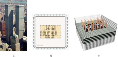 a) World Trade Center Twin Towers [26] b) 94 th floor plan [27]... | Download Scientific Diagram