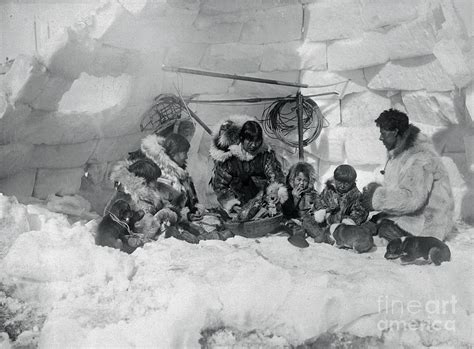 Family Of Eskimos In Igloo Photograph by Bettmann - Fine Art America