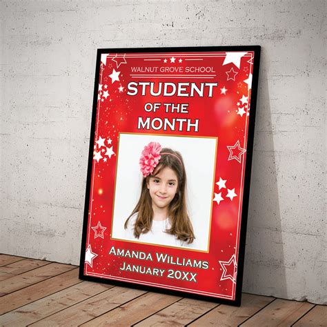 Editable Student Of The Month Black and Red Set of 2 Bundle, School St ...