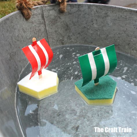 sponge boat craft DIY toy for kids - The Craft Train