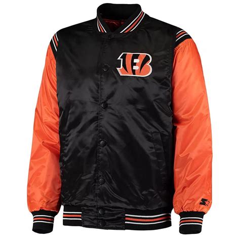 Satin Varsity Enforcer Cincinnati Bengals Black and Orange Jacket - Jackets Masters