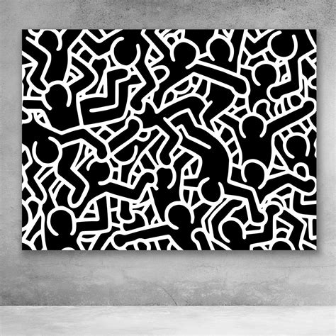Keith Haring Pop Art Figures Black and White Pop Art Canvas - Etsy | Pop art canvas, Haring art ...