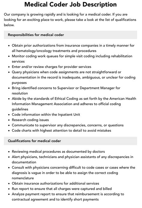 Medical Coder Job Description | Velvet Jobs