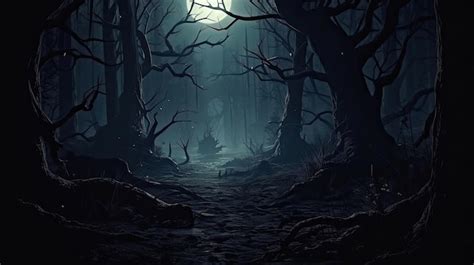 Premium AI Image | Dark and scary forest at the night