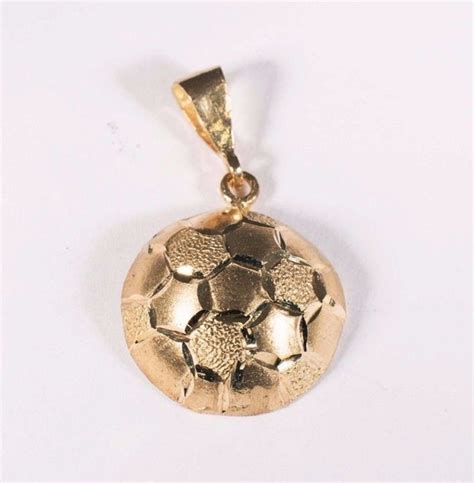 14K Yellow Gold "Soccer Ball" Pendant - Gem