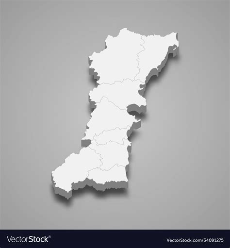 3d map chumphon is a province thailand Royalty Free Vector