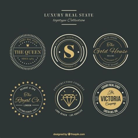 Free Vector | Luxury real estate logos with golden details