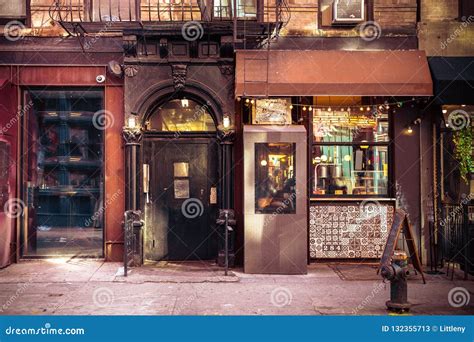 Storefronts from Old New York City Building Exterior Stock Image ...