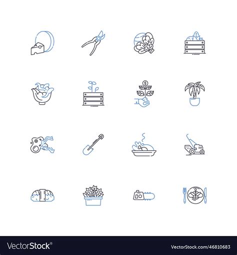 Animal husbandry line icons collection livestock Vector Image