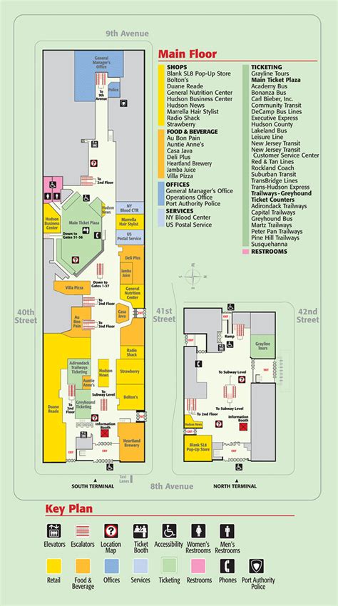 Bus Terminal Map | Bus terminal, City guide, Port authority