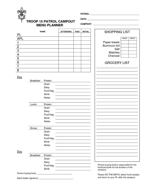 32 Boy Scout Planning Worksheet - support worksheet