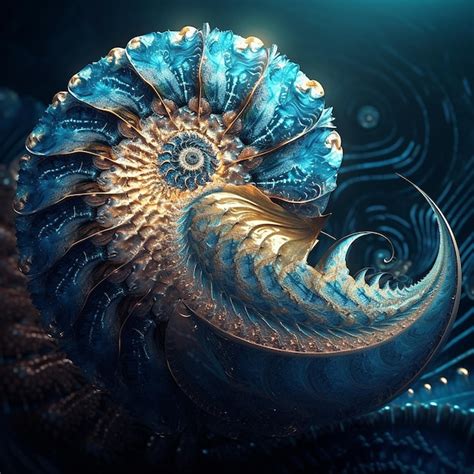 Premium AI Image | Beautiful fractal shell nautilus images Generative AI